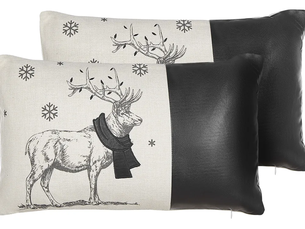 Tekstiilit<Beliani Koristetyyny 30X50 Cm 2 Kpl Mustavalkoinen Sven