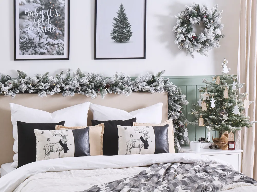 Tekstiilit<Beliani Koristetyyny 30X50 Cm 2 Kpl Mustavalkoinen Sven