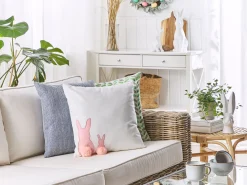 Outlet Beliani Koristetyynysetti 2 Kpl Pupukuviolla 45 X 45 Cm Valkoinen/Vaaleanpunainen Philox