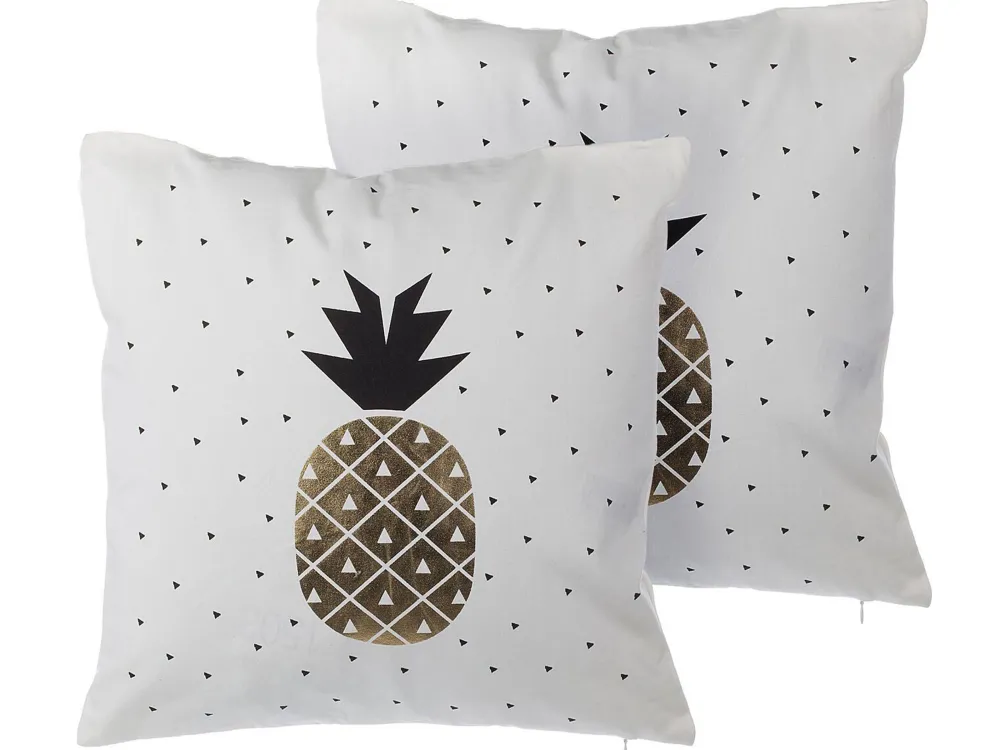 Store Beliani Koristetyynysetti 2 Kpl 45X45Cm Ananasprintilla Yasmin