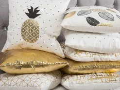 Store Beliani Koristetyynysetti 2 Kpl 45X45Cm Ananasprintilla Yasmin