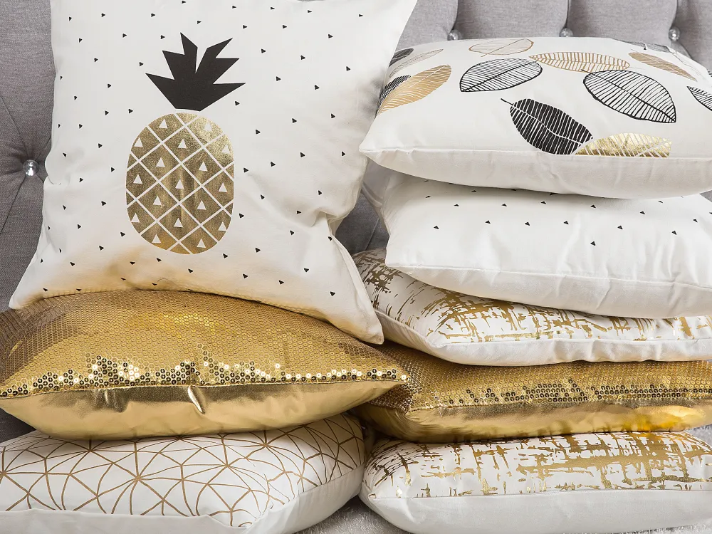 Store Beliani Koristetyynysetti 2 Kpl 45X45Cm Ananasprintilla Yasmin