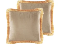 Outlet Beliani Koristetyynysetti 45 X 45 Cm Samettinen Beige Pothos