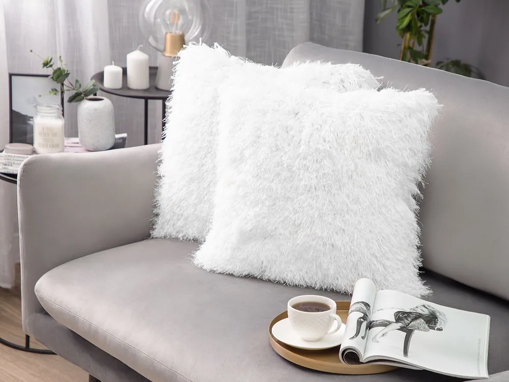 Fashion Beliani Koristetyynysetti 45 X 45 Cm Porroinen Valkoinen Cide