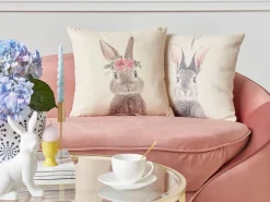 Tekstiilit<Beliani Koristetyynysetti 2Kpl Pupukuviolla Ruskeanharmaa 45 X 45 Cm Tulipa