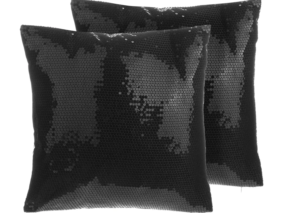 Sale Beliani Koristetyynysetti Mustilla Paljeteilla 45X45Cm Aster