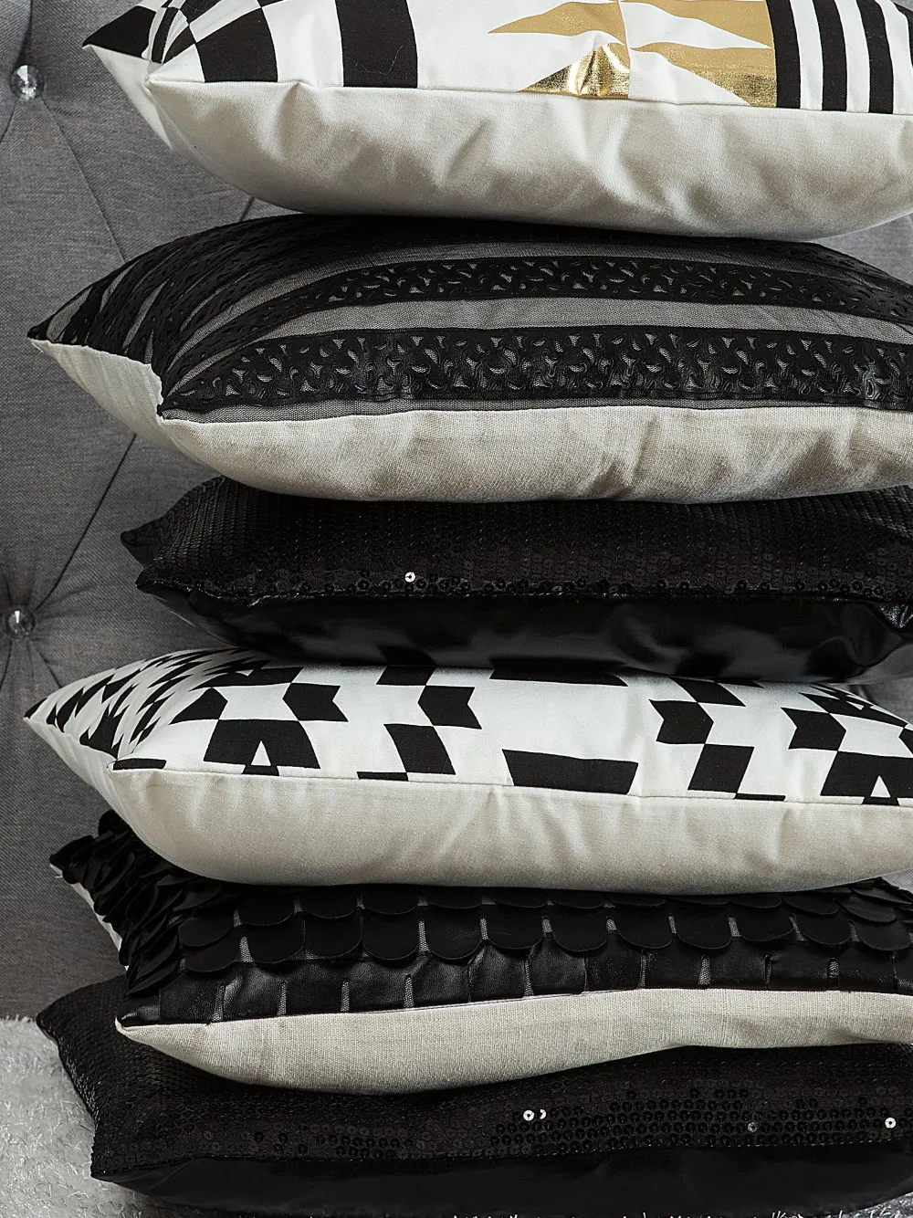 Sale Beliani Koristetyynysetti Mustilla Paljeteilla 45X45Cm Aster