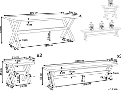 Ulkokalusteet<Beliani Kuitusementti Puutarhasetti 2 Penkilla Ja 2 Jakkaralla Harmaa Olbia