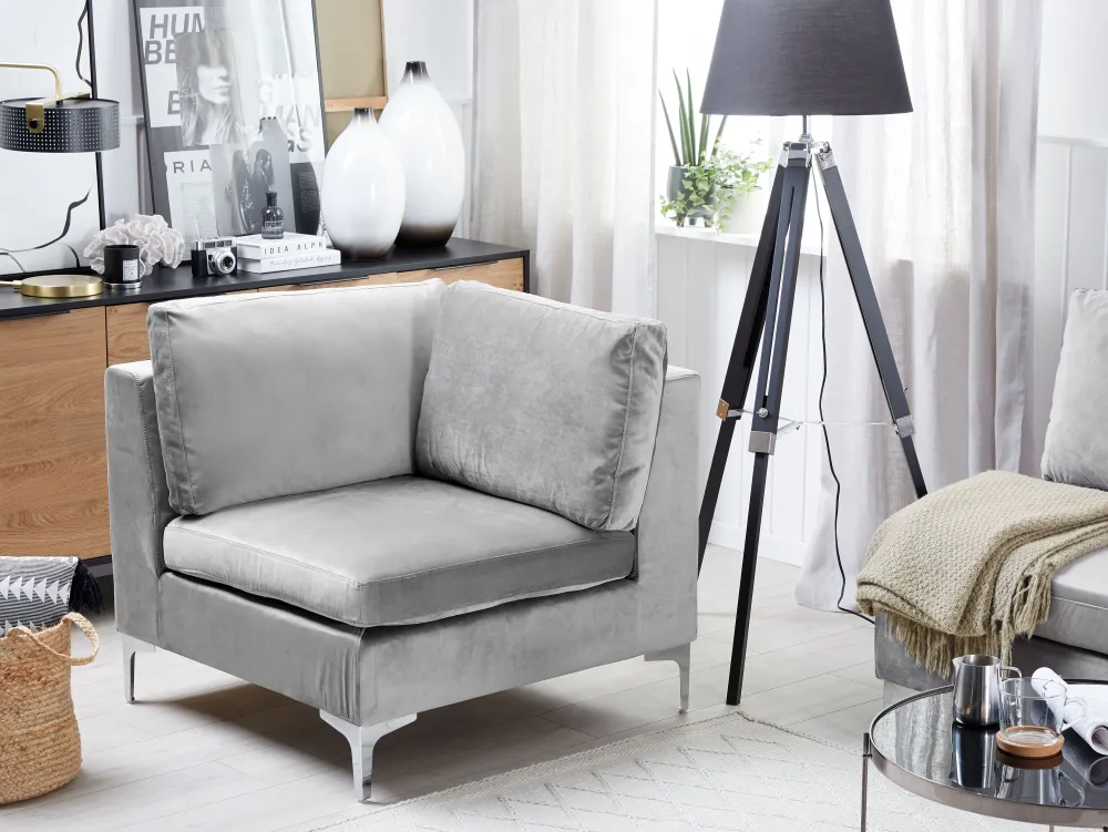 Nojatuolit<Beliani Kulmamoduuli Sametti Harmaa Evja