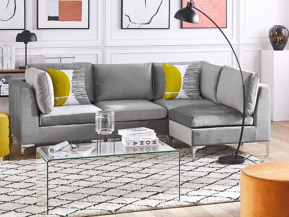 Nojatuolit<Beliani Kulmamoduuli Sametti Harmaa Evja