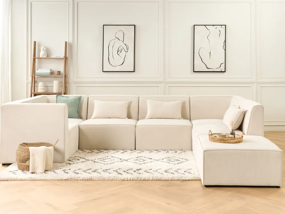 Fashion Beliani Kulmamoduuli Vakosametti Vaalea Beige Lemvig