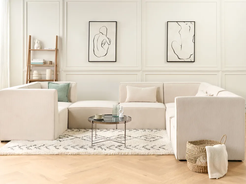 Fashion Beliani Kulmamoduuli Vakosametti Vaalea Beige Lemvig