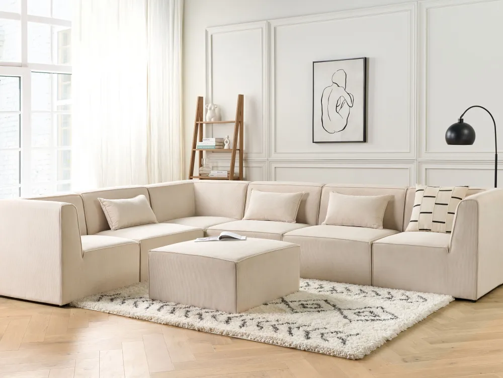 Fashion Beliani Kulmamoduuli Vakosametti Vaalea Beige Lemvig