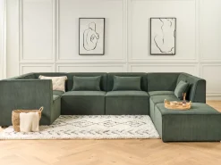 Sohvat<Beliani Kulmamoduuli Vakosametti Tummanvihrea Lemvig