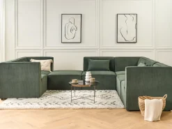 Sohvat<Beliani Kulmamoduuli Vakosametti Tummanvihrea Lemvig