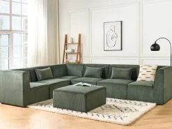 Sohvat<Beliani Kulmamoduuli Vakosametti Tummanvihrea Lemvig