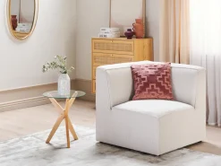 Nojatuolit<Beliani Kulmamoduuli Vakosametti Luonnonvalkoinen Lemvig