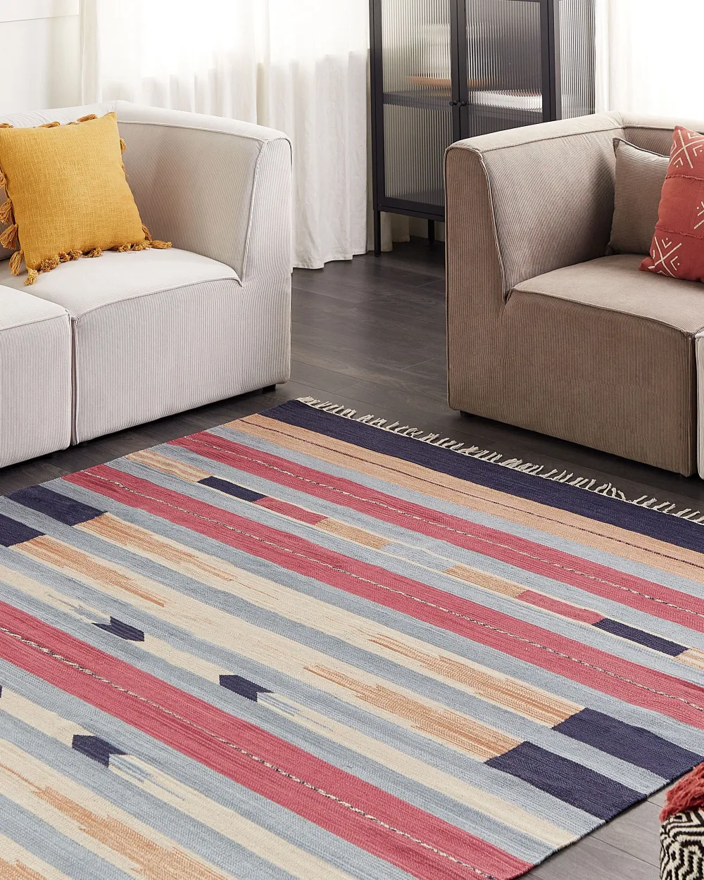 Nojatuolit<Beliani Kulmamoduuli Vakosametti Luonnonvalkoinen Lemvig