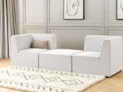 Nojatuolit<Beliani Kulmamoduuli Vakosametti Luonnonvalkoinen Lemvig