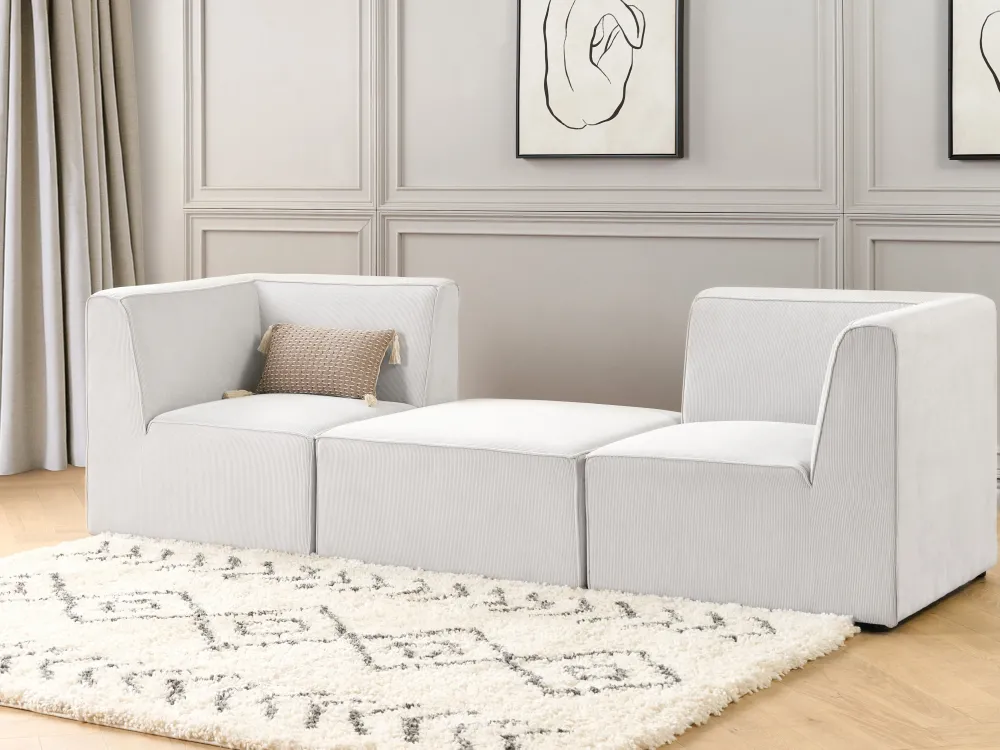 Nojatuolit<Beliani Kulmamoduuli Vakosametti Luonnonvalkoinen Lemvig