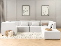 Nojatuolit<Beliani Kulmamoduuli Vakosametti Luonnonvalkoinen Lemvig