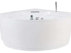 Kylpy- & Poreammeet<Beliani Kulmaporeamme Led-Valot Bluetooth-Kaiutin Valkoinen 150 X 114 Cm Milano