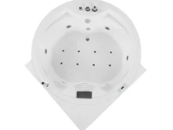 Kylpy- & Poreammeet<Beliani Kulmaporeamme Led-Valot Bluetooth-Kaiutin Valkoinen 150 X 114 Cm Milano