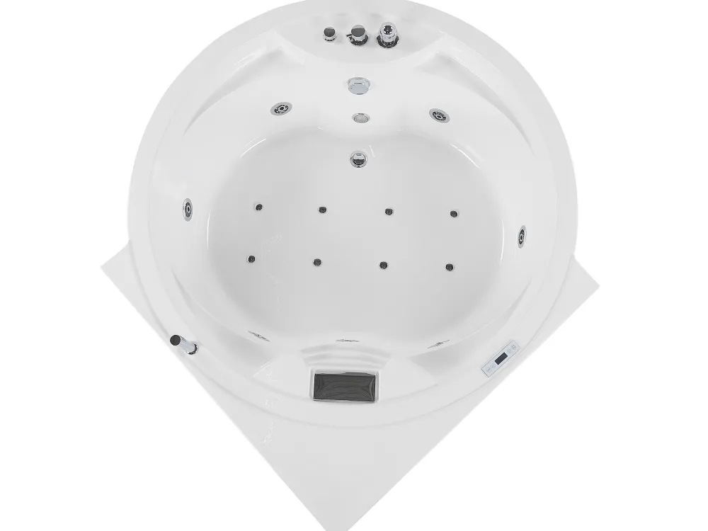 Kylpy- & Poreammeet<Beliani Kulmaporeamme Led-Valot Bluetooth-Kaiutin Valkoinen 150 X 114 Cm Milano