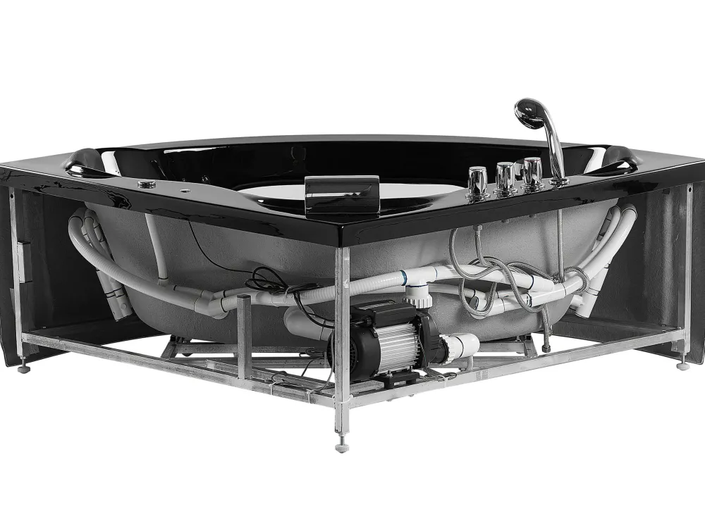 Kylpy- & Poreammeet<Beliani Kulmaporeamme Led-Valot Musta 205 X 146 Cm Tocoa