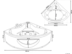 Kylpy- & Poreammeet<Beliani Kulmaporeamme Led-Valot Musta 205 X 146 Cm Tocoa