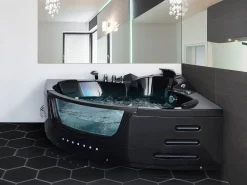 Kylpy- & Poreammeet<Beliani Kulmaporeamme Led-Valot Musta 214 X 155 Cm Martinica