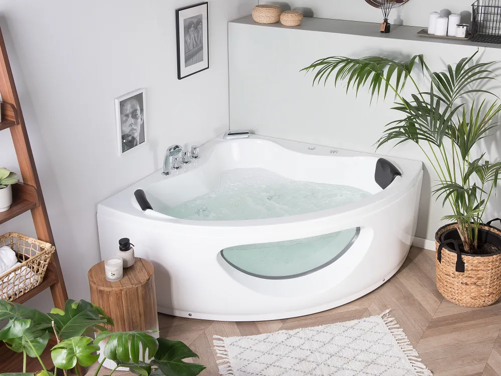 Flash Sale Beliani Kulmaporeamme Led-Valot Valkoinen 205 X 146 Cm Tocoa