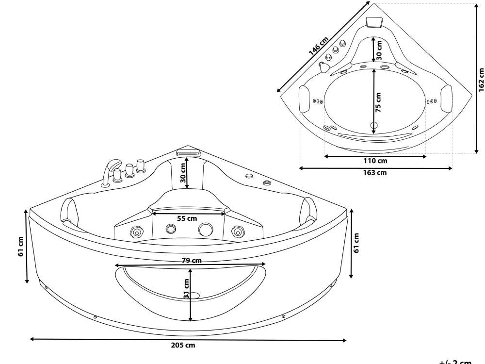 Flash Sale Beliani Kulmaporeamme Led-Valot Valkoinen 205 X 146 Cm Tocoa