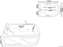 Online Beliani Kulmaporeamme Oikeak. Led-Valot Valkoinen 170 X 119 Cm Bayamo
