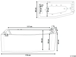 Store Beliani Kulmaporeamme Oikeak. Valkoinen 170 X 80 Cm Alita