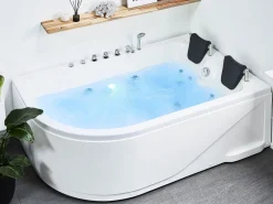 Kylpy- & Poreammeet<Beliani Kulmaporeamme Vasenk. Led-Valot Valkoinen 180 X 120 Cm Calama