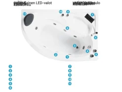 Discount Beliani Kulmaporeamme Vasenk. Led-Valot Valkoinen 150 X 100 Cm Neiva