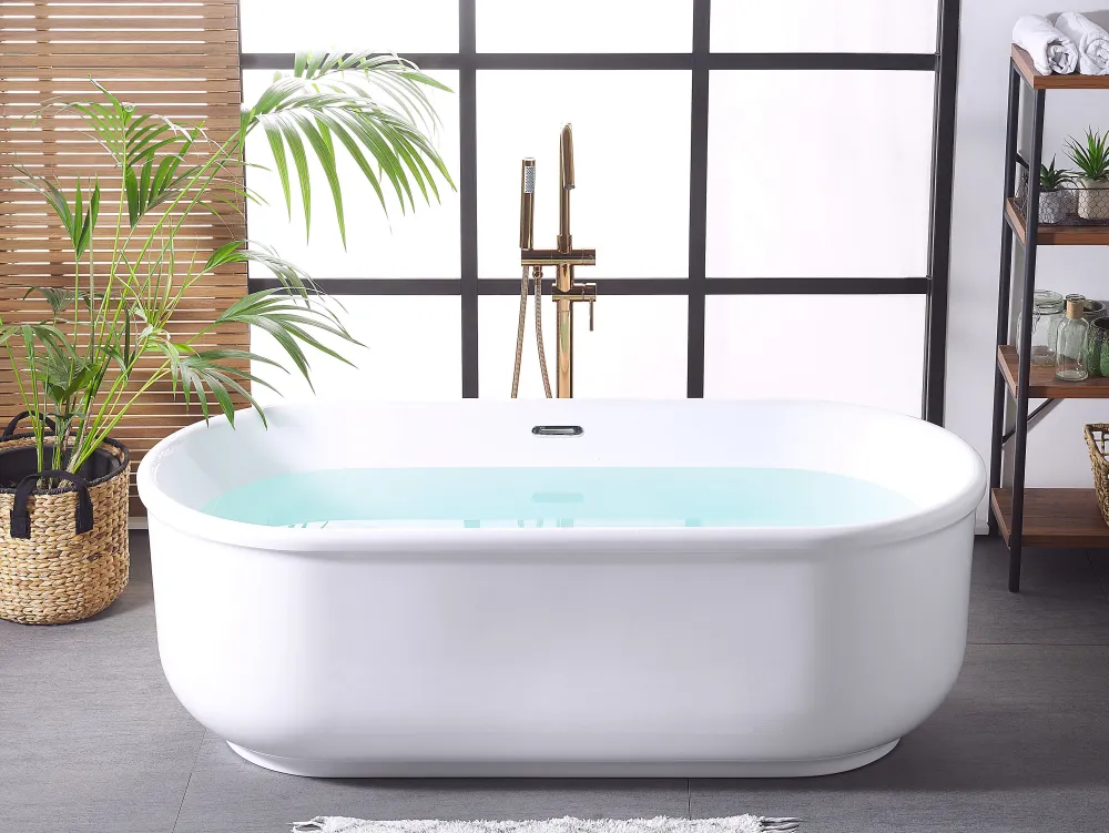 Cheap Beliani Kylpyamme Vapaasti Seisova Valkoinen 170 X 80 Cm Pinel