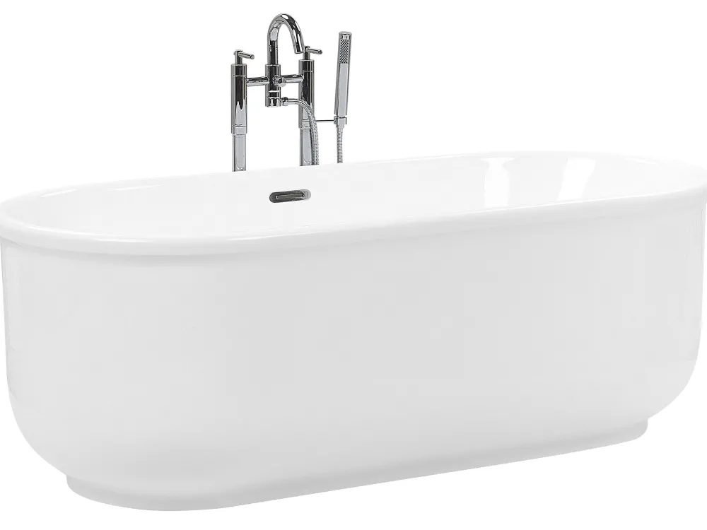 Cheap Beliani Kylpyamme Vapaasti Seisova Valkoinen 170 X 80 Cm Pinel