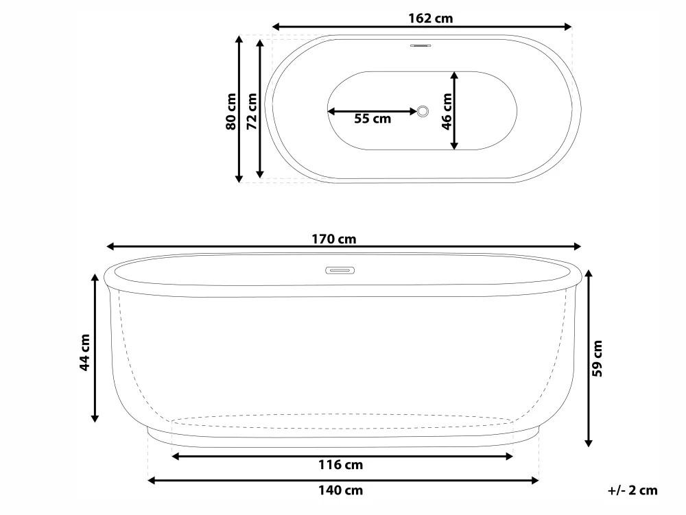 Cheap Beliani Kylpyamme Vapaasti Seisova Valkoinen 170 X 80 Cm Pinel