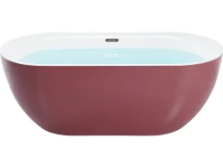 Kylpy- & Poreammeet<Beliani Kylpyamme Vapaasti Seisova Viininpunainen 170 X 80 Cm Carrera