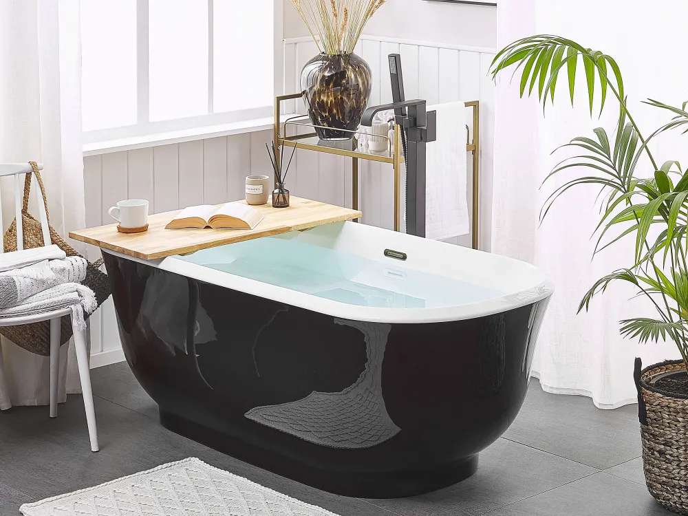 Store Beliani Kylpyamme Vapaasti Seisova Musta 170 X 77 Cm Tesoro