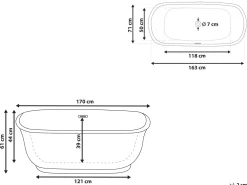 Kylpy- & Poreammeet<Beliani Kylpyamme Vapaasti Seisova Sinivihrea 170 X 77 Cm Tesoro