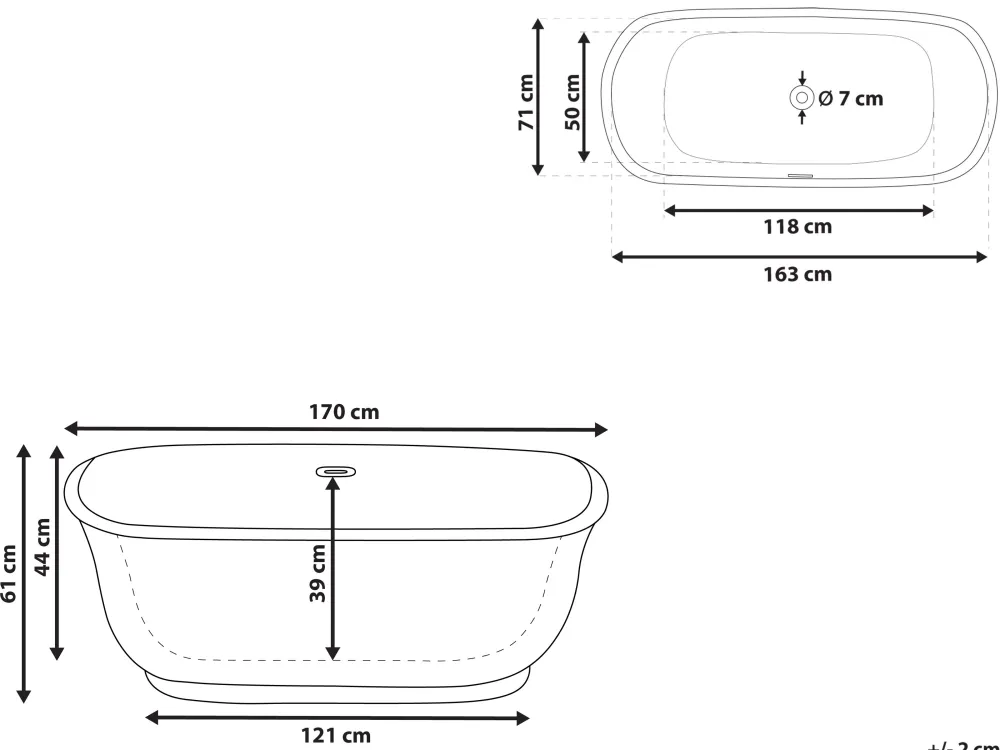 Kylpy- & Poreammeet<Beliani Kylpyamme Vapaasti Seisova Sinivihrea 170 X 77 Cm Tesoro