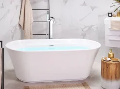 Cheap Beliani Kylpyamme Vapaasti Seisova Valkoinen 170 X 80 Cm Ovalle