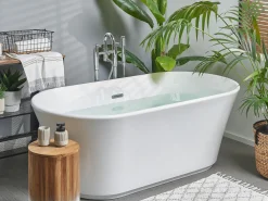 Cheap Beliani Kylpyamme Vapaasti Seisova Valkoinen 170 X 80 Cm Ovalle