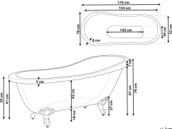 New Beliani Kylpyamme Vapaasti Seisova Valkoinen 170 X 76 Cm Cayman