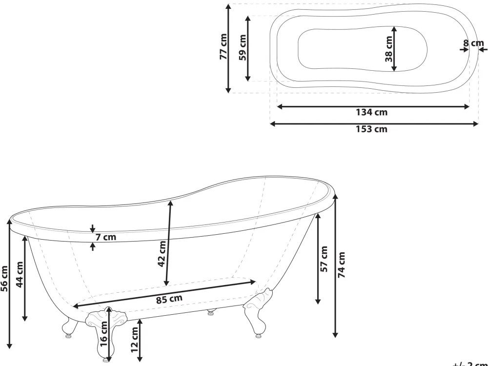 Sale Beliani Kylpyamme Vapaasti Seisova Punainen 153 X 77 Cm Cayman