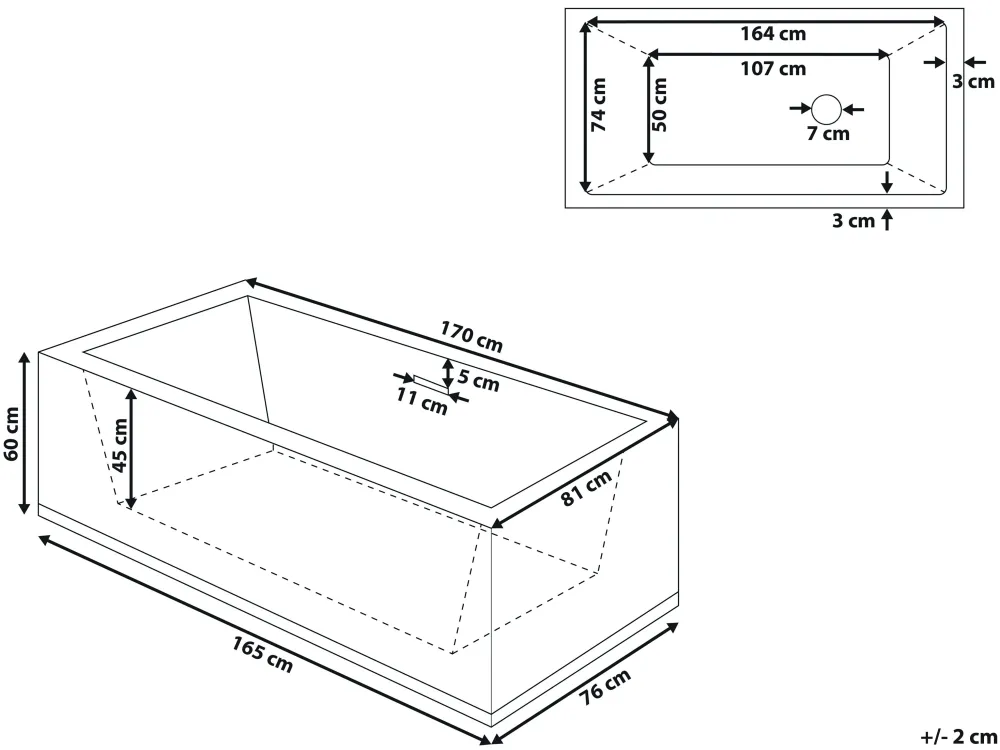 Online Beliani Kylpyamme Vapaasti Seisova Valkoinen 170 X 81 Cm Rios