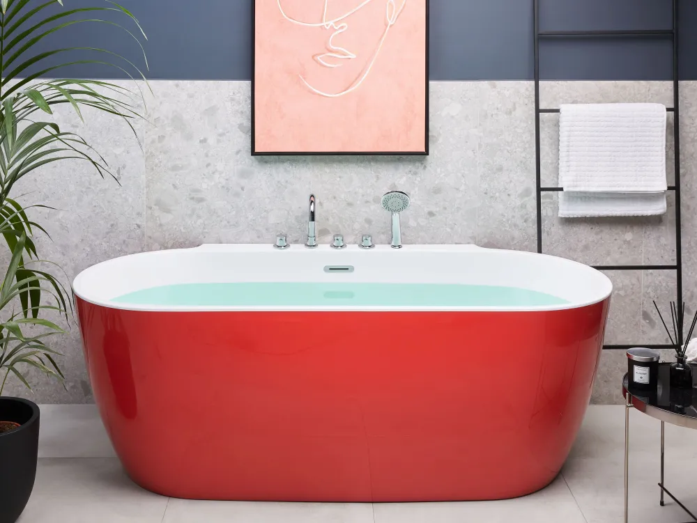 Cheap Beliani Kylpyamme Vapaasti Seisova Punainen 170 X 80 Cm Rotso